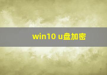 win10 u盘加密